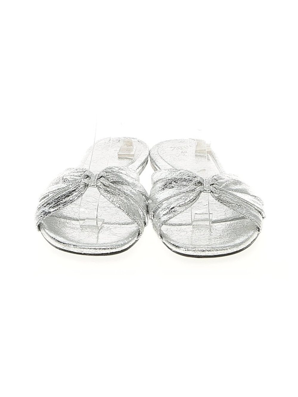 Zara Silver Knotted Slide Mules